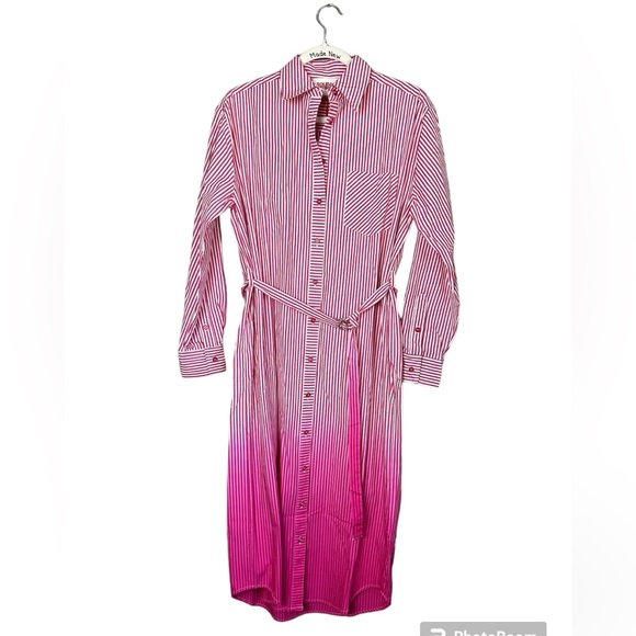 Solid & Striped The Shocking Pink Ombré Oxford Maxi Dress. Shirt Dress Cover-up - Picture 10 of 12